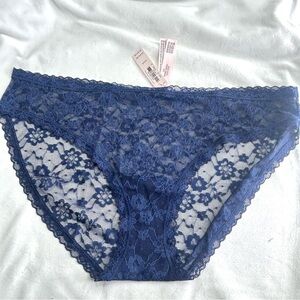 Victorias Secret Elegant Lace Blue Panties